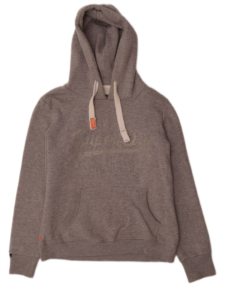 Maglione con cappuccio grafico da donna SUPERDRY UK 14 Cotone grigio medio