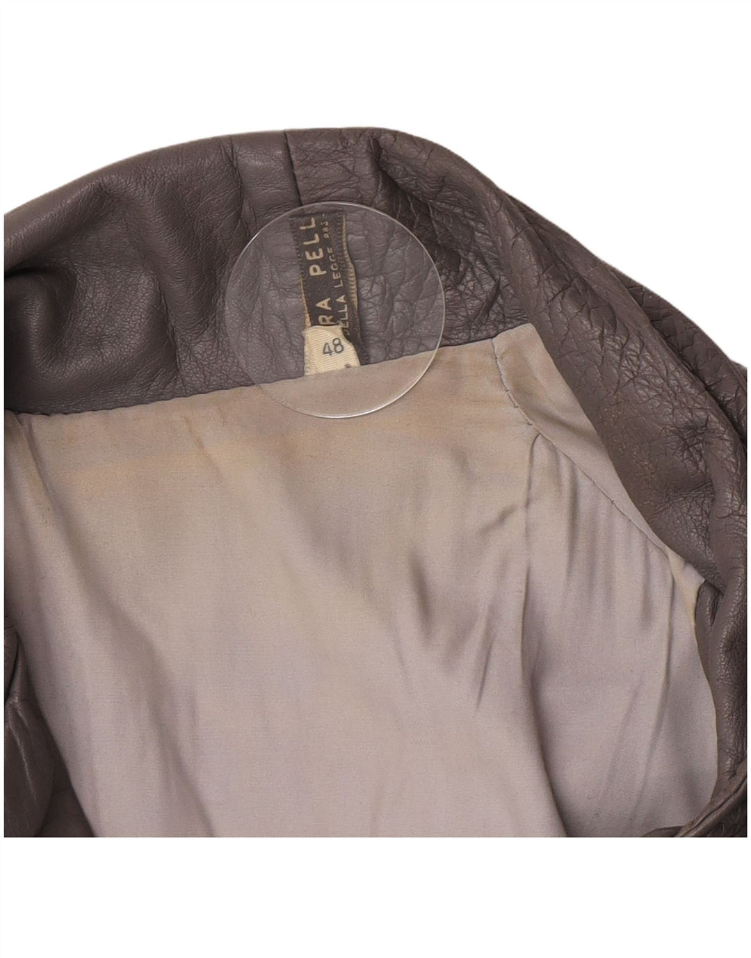 Giacca in pelle vintage da uomo IT 48 in pelle grigio medio