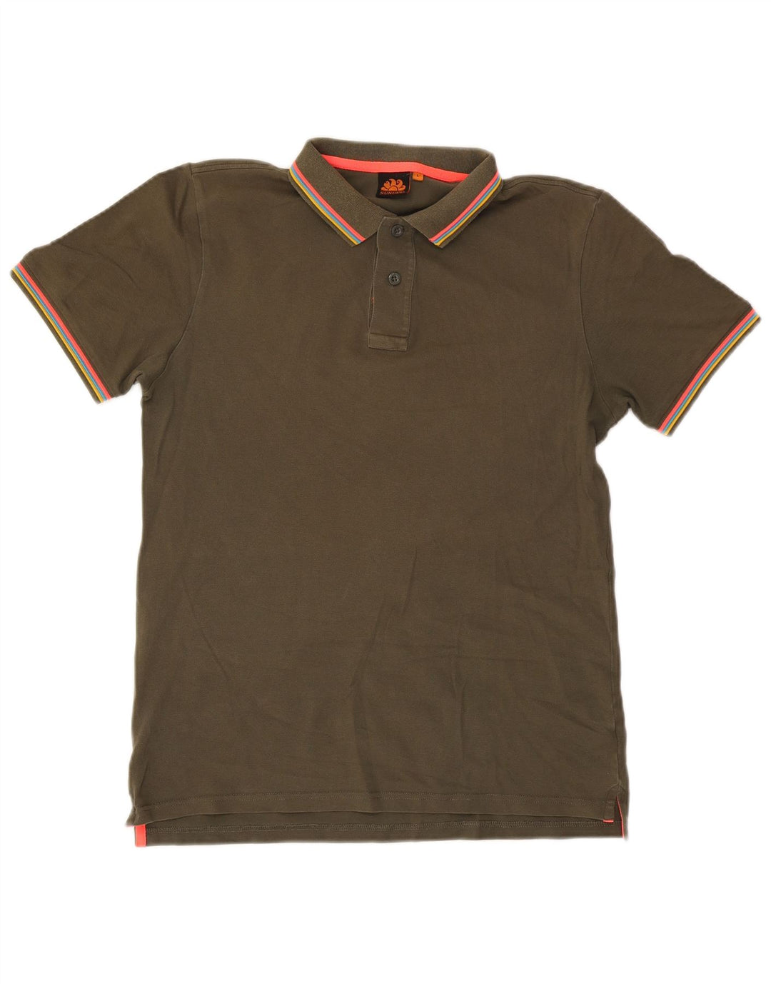Polo da uomo Sundek grande in cotone a righe kaki