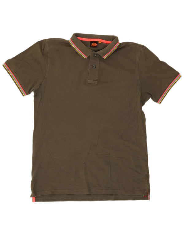 Polo da uomo Sundek grande in cotone a righe kaki