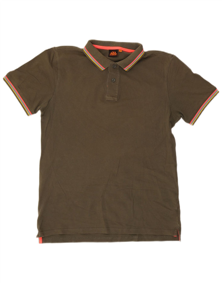 Polo da uomo Sundek grande in cotone a righe kaki