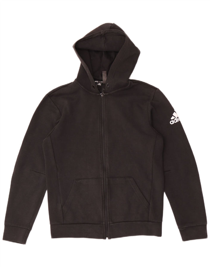 Maglione con cappuccio e zip Adidas da uomo piccolo in cotone nero