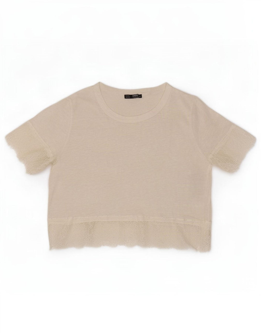 Top corto da donna Zara in camicetta UK 12 lino bianco medio