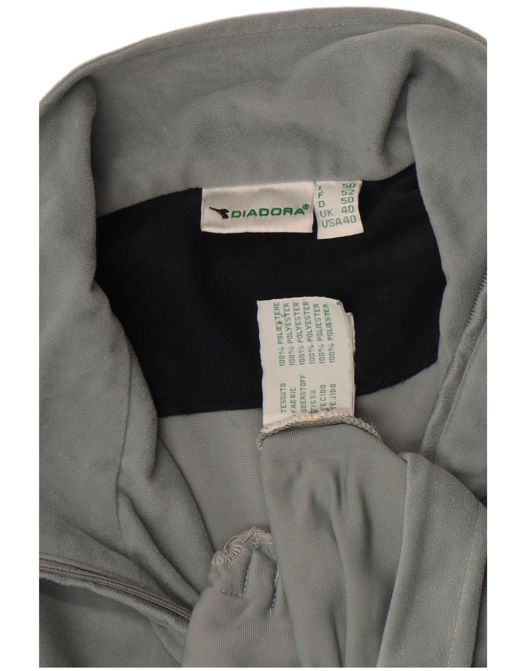 Giacca da ginnastica da uomo in velluto Diadora UK 40 Large Grigio Poliestere