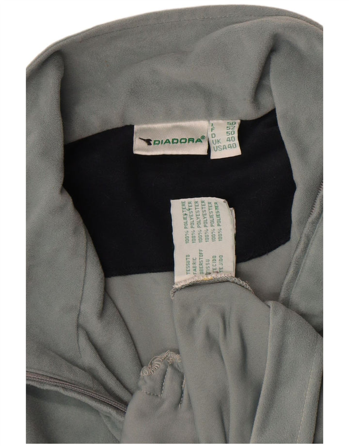 Giacca da ginnastica da uomo in velluto Diadora UK 40 Large Grigio Poliestere