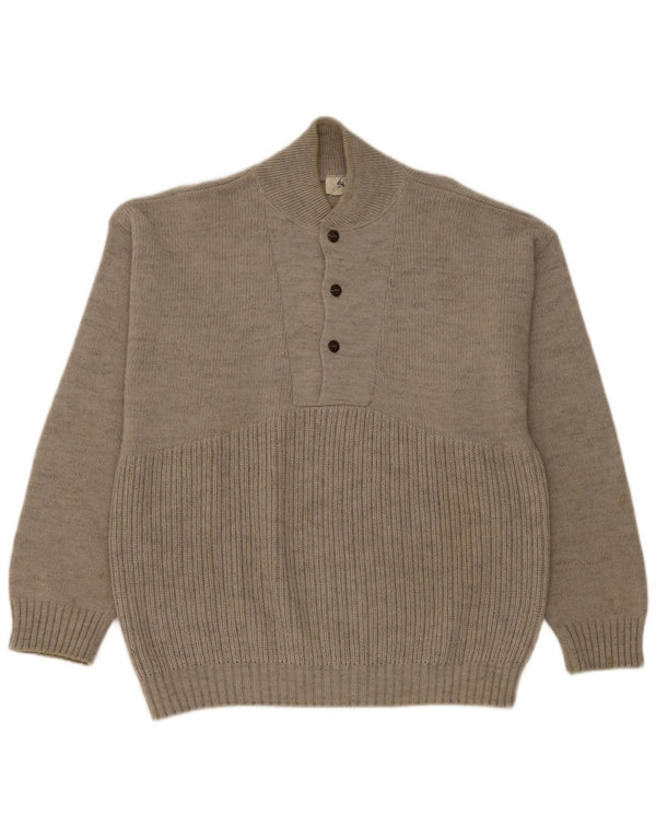 Maglione da uomo Elite con bottoni e collo in lana grigio medio