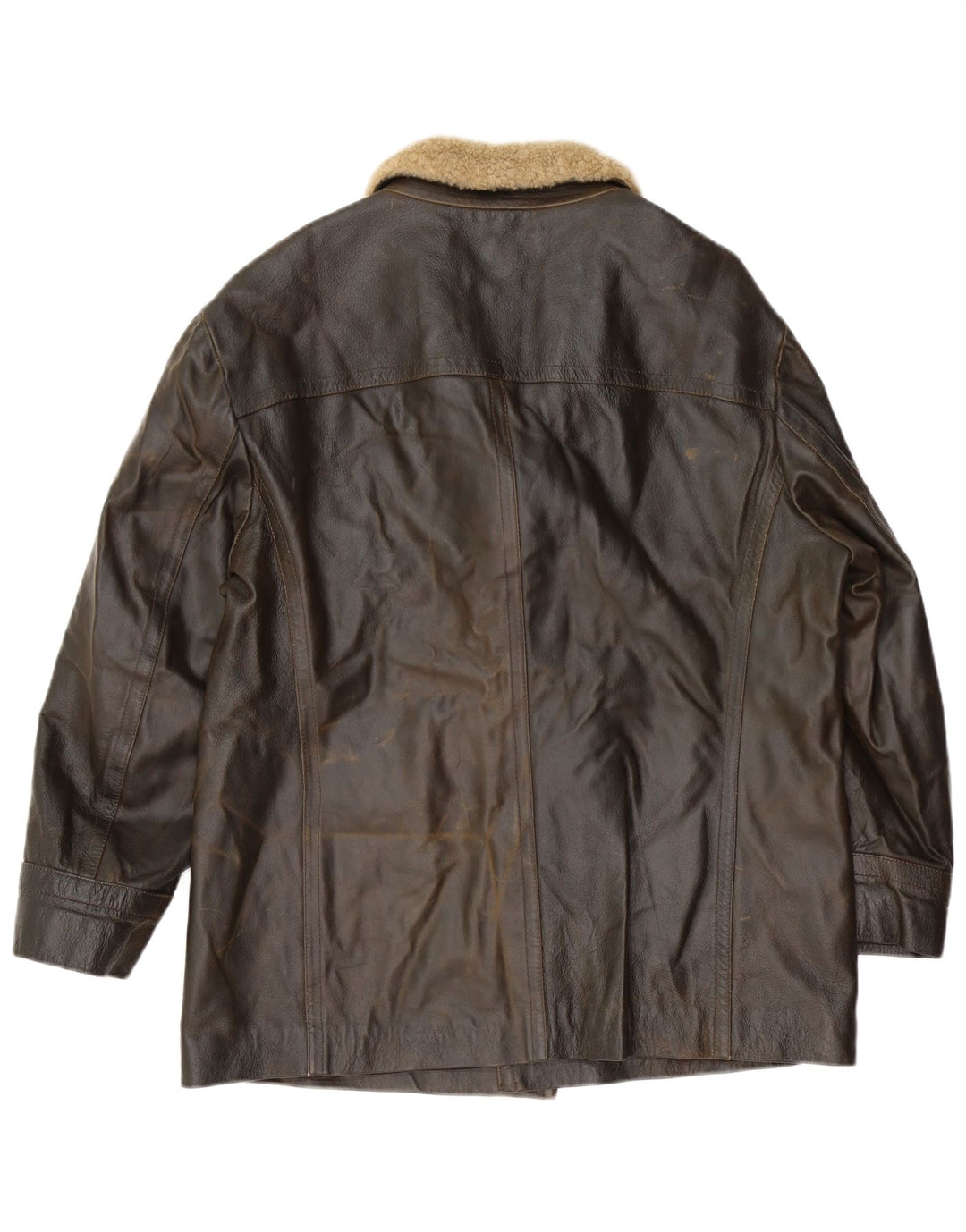 LAVORAZIONE ARTIGIANALE Giacca in Pelle da Uomo UK 40 Large Pelle Marrone