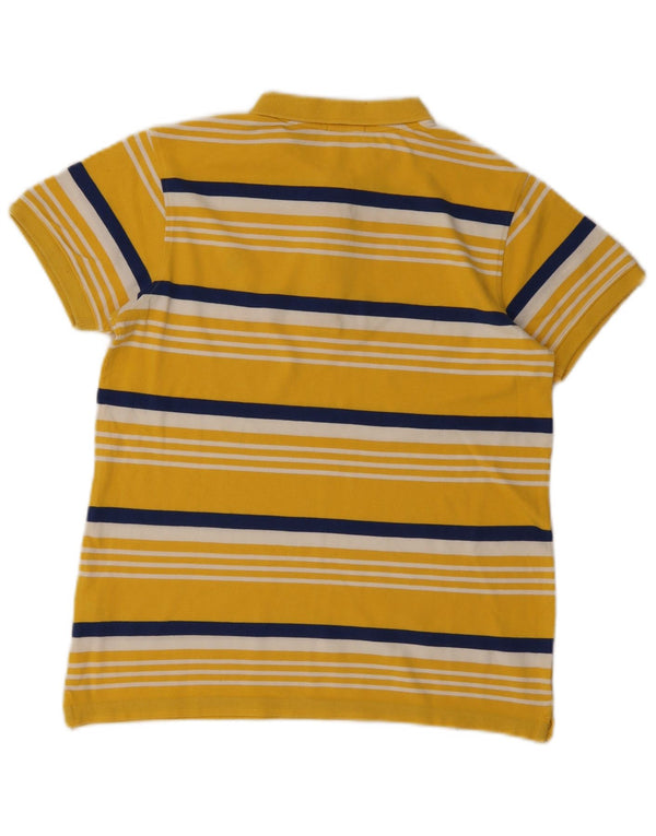 Benetton Boys Polo Shirt 13-14 Years Large  Yellow Striped Cotton