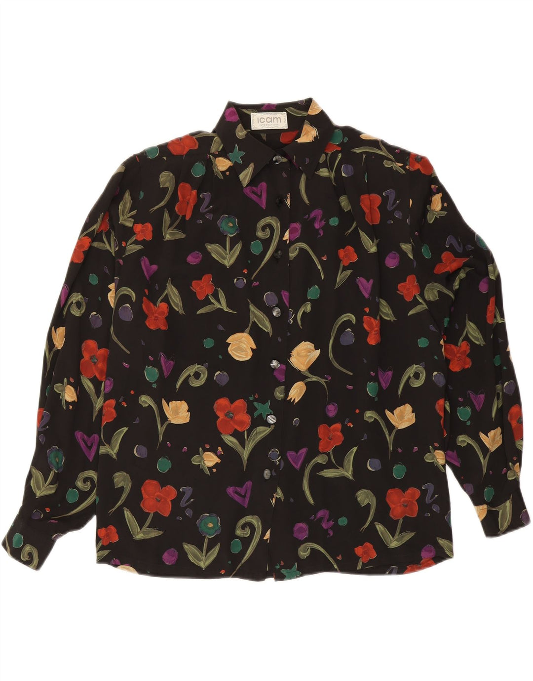 Camicetta da donna ICAM IT 46 Acetato floreale nero grande