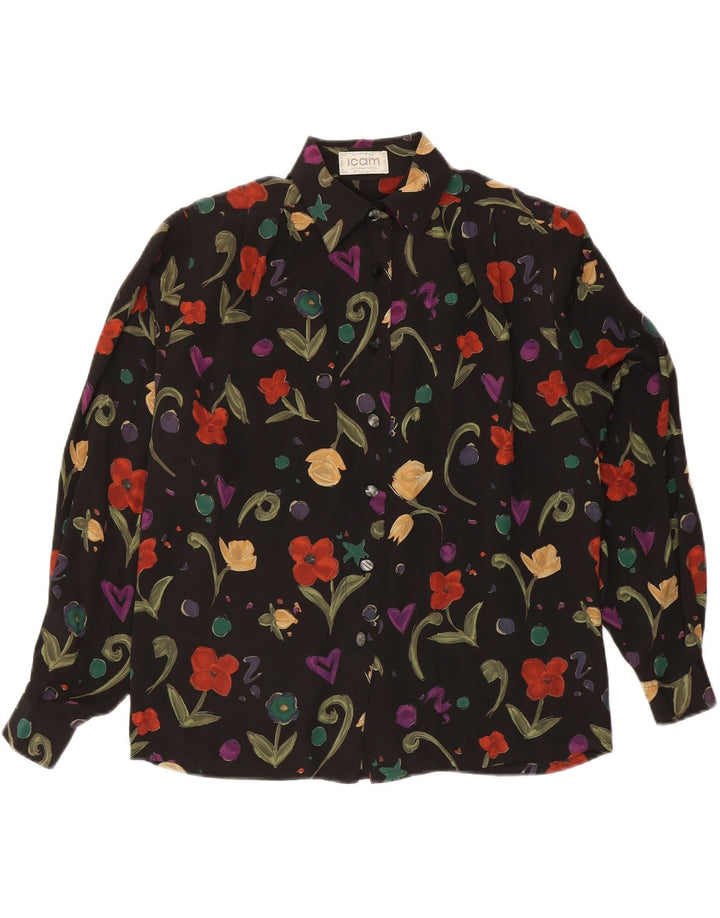 Camicetta da donna ICAM IT 46 Acetato floreale nero grande