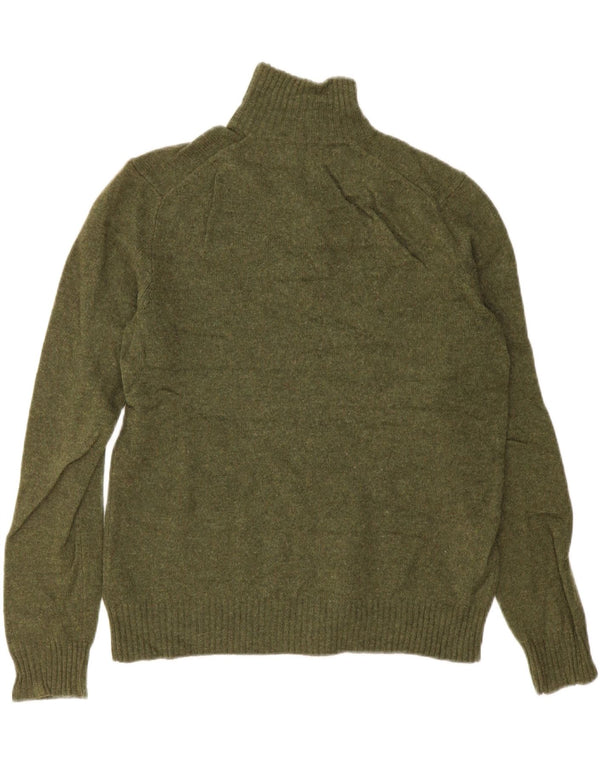 J. Crew Maglione da uomo con zip e collo in lana verde medio
