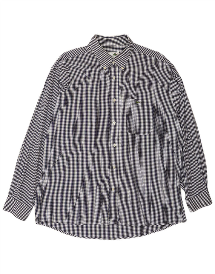 Camicia da uomo LACOSTE taglia 44 XL a quadretti blu navy