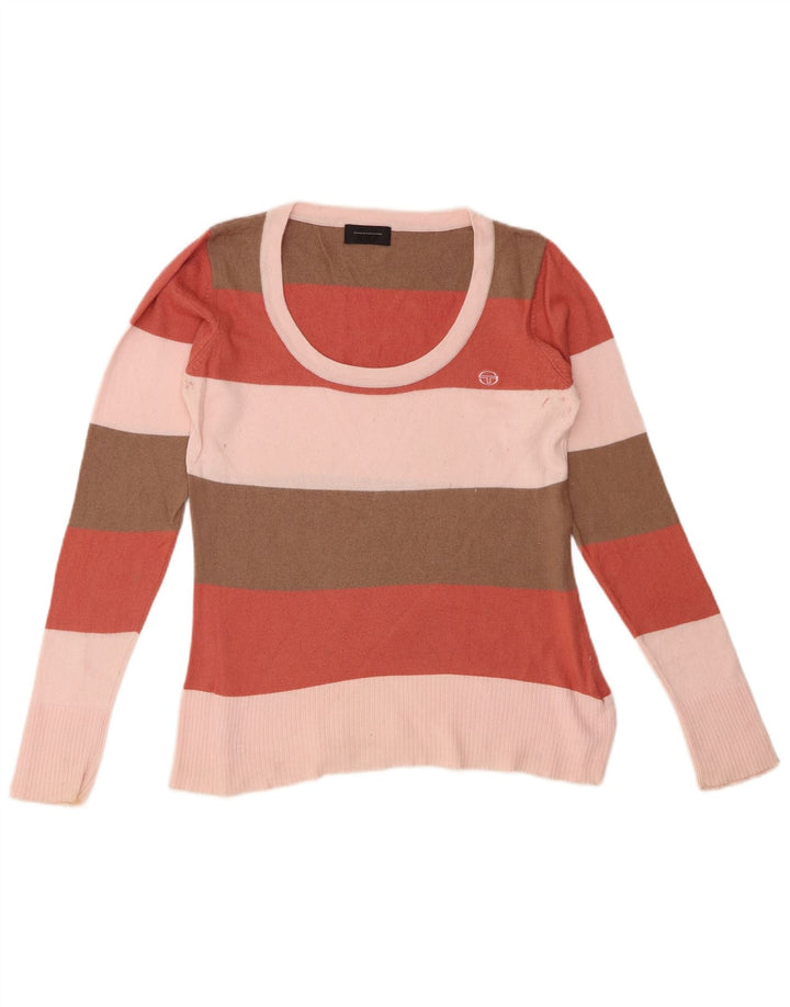 SERGIO TACCHINI Maglione da donna con scollo a barca UK 10 piccolo multicolore