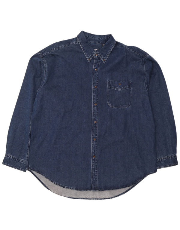 Camicia in denim da uomo Wrangler 2XL cotone blu navy