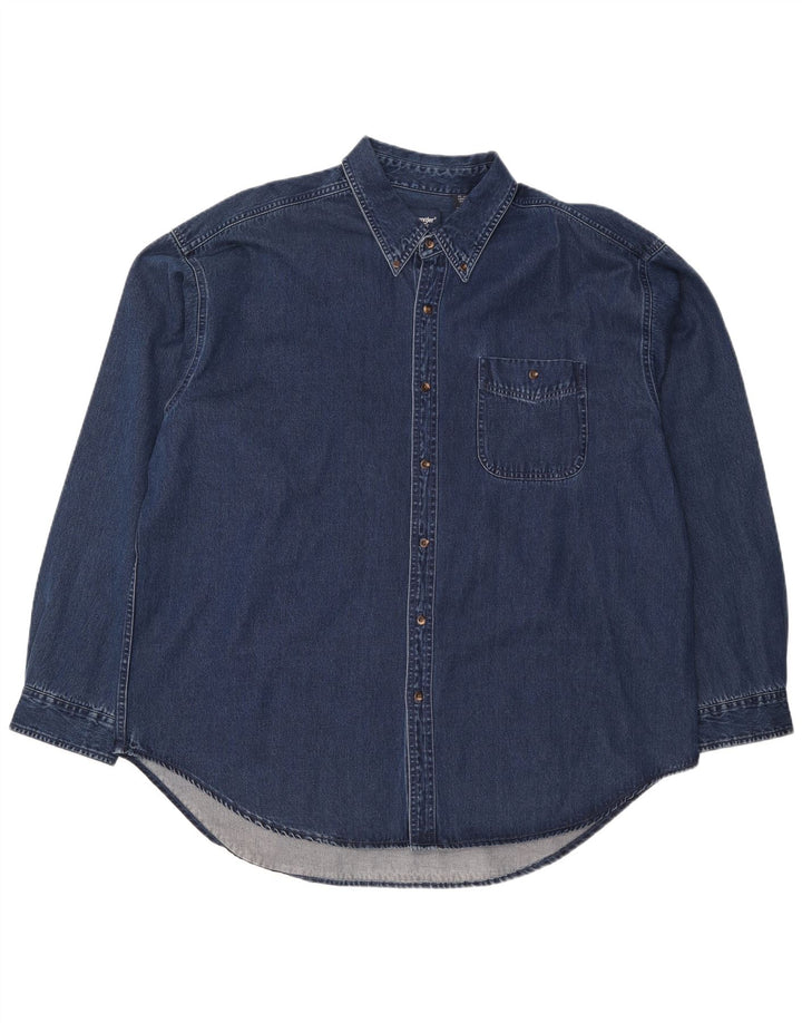 Camicia in denim da uomo Wrangler 2XL cotone blu navy