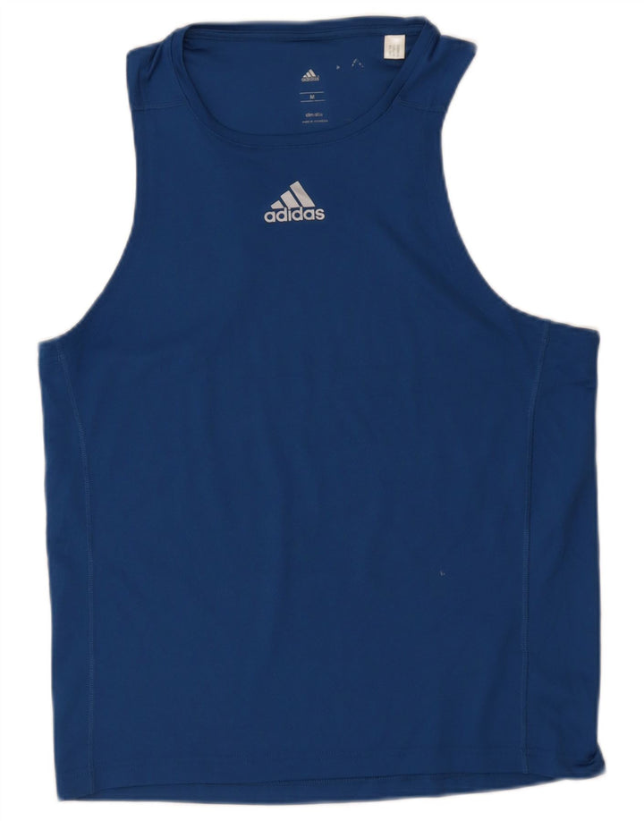 Canotta Adidas Climalite da uomo in poliestere blu medio