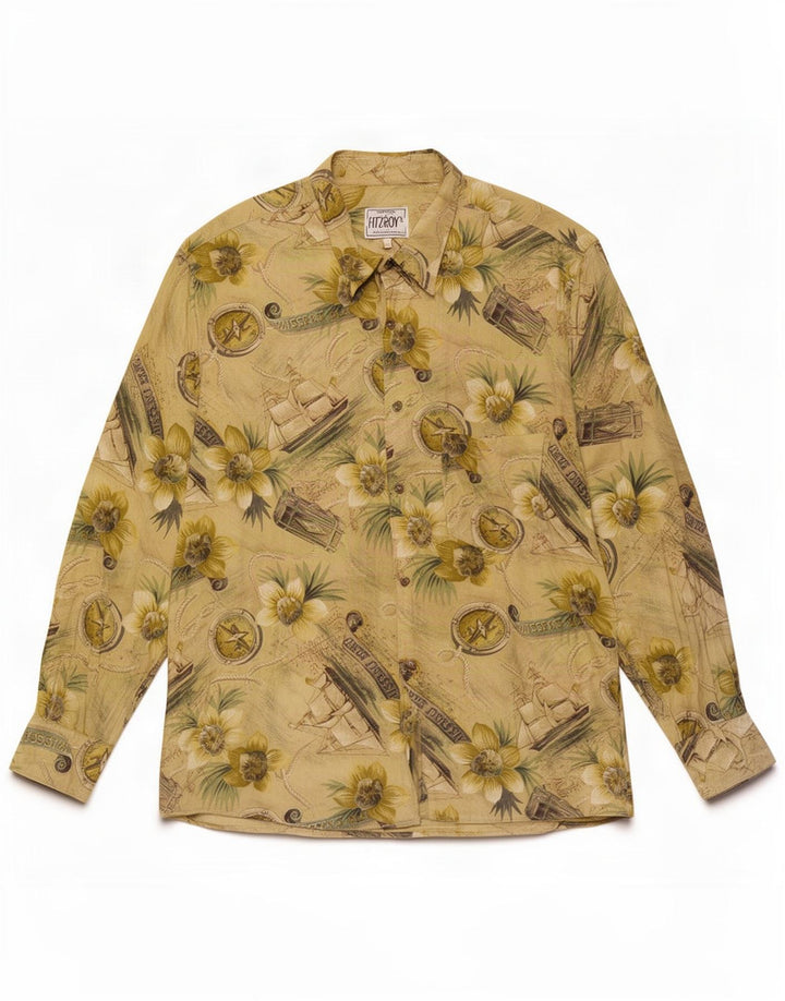 Camicia grafica da uomo Fitzroy XL verde floreale