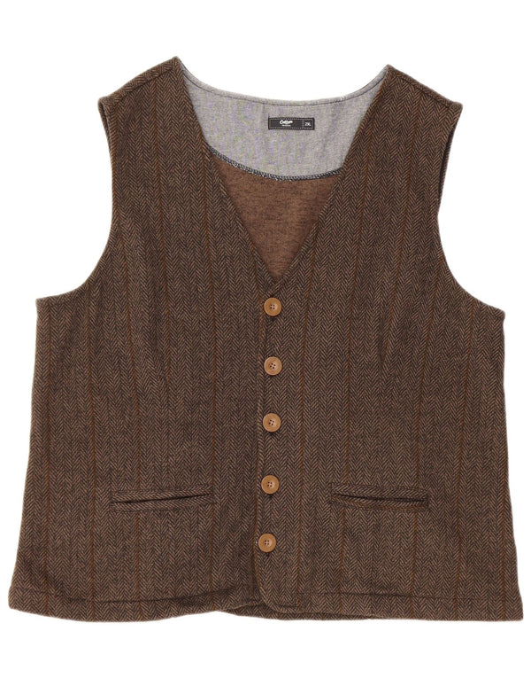 Gilet vintage da uomo 2XL in poliestere a righe marroni