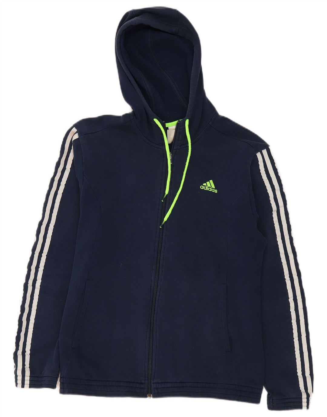 Maglione con cappuccio e zip da uomo Adidas in cotone blu navy medio