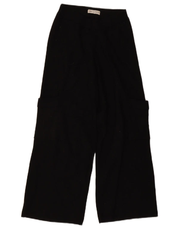 Pantaloni cargo in maglia a gamba larga per ragazze Zara 13-14 anni W24 L24 viscosa nera
