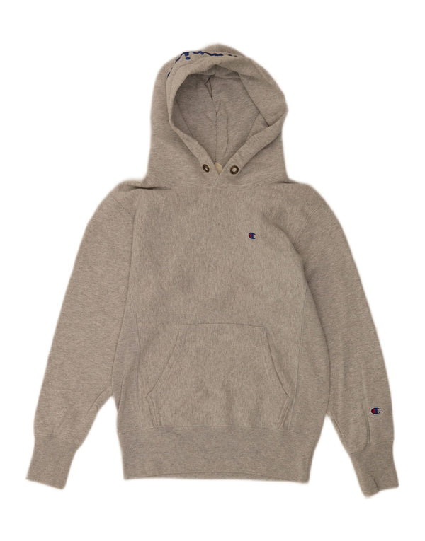 Maglione con cappuccio grafico da uomo Champion piccolo in cotone grigio