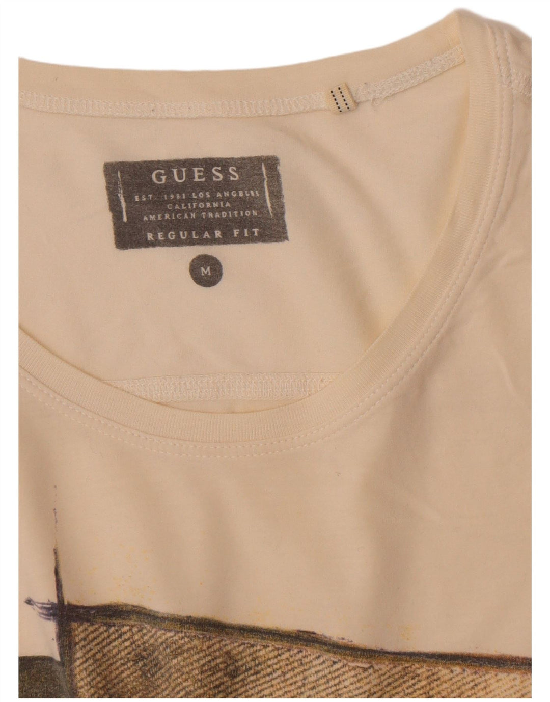 Guess T-shirt grafica da uomo con vestibilità regolare, colore medio, bianco sporco