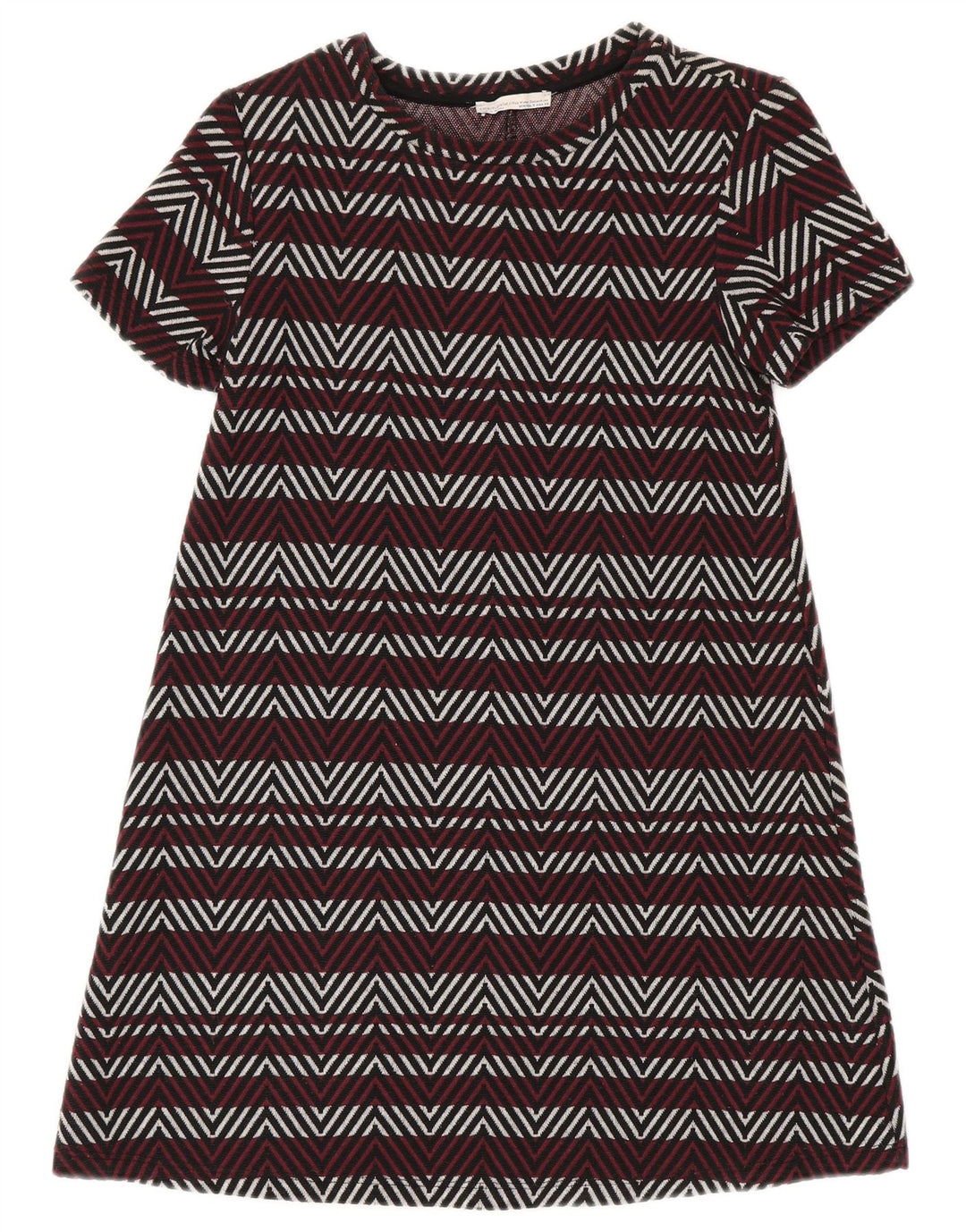 Abito Zara Trafaluc Basic da donna UK 8 Piccolo poliestere Chevron bordeaux