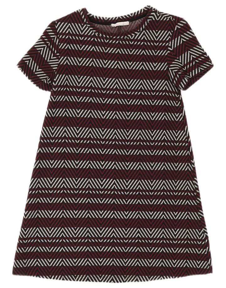 Abito Zara Trafaluc Basic da donna UK 8 Piccolo poliestere Chevron bordeaux