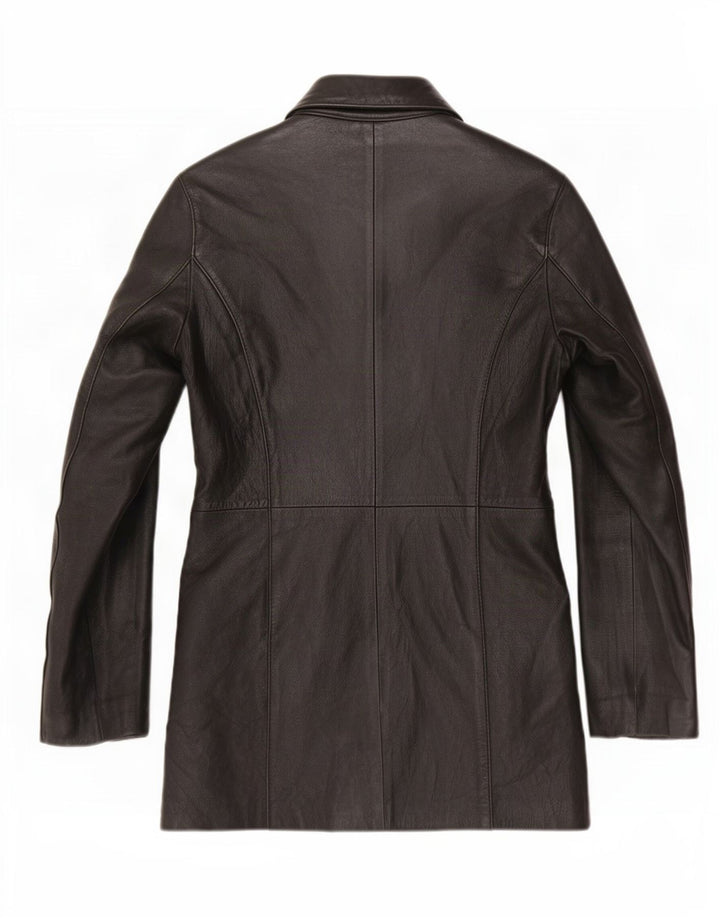 Giacca in pelle vintage da donna UK 10 piccola nera