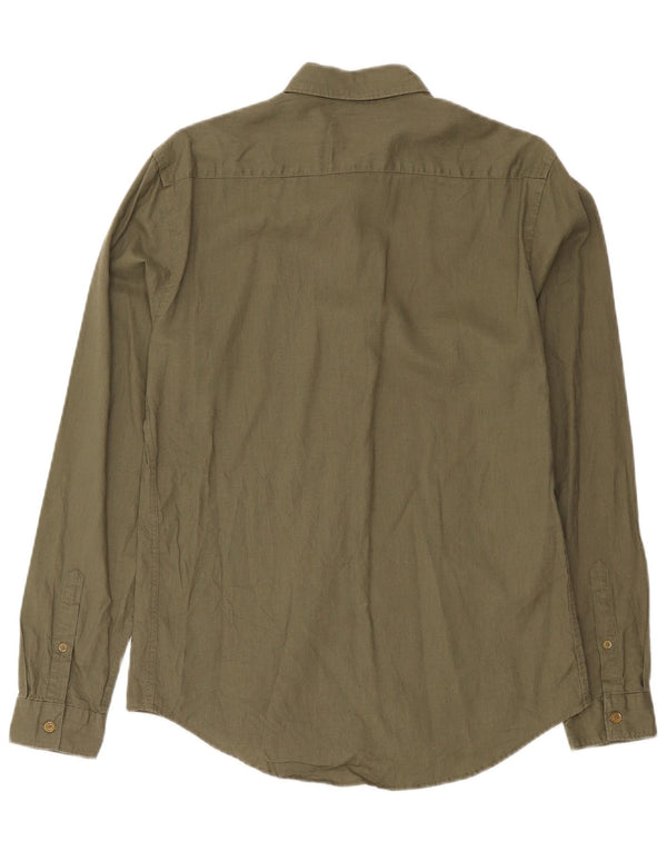 Camicia pullover slim fit da uomo Zara in lino kaki medio