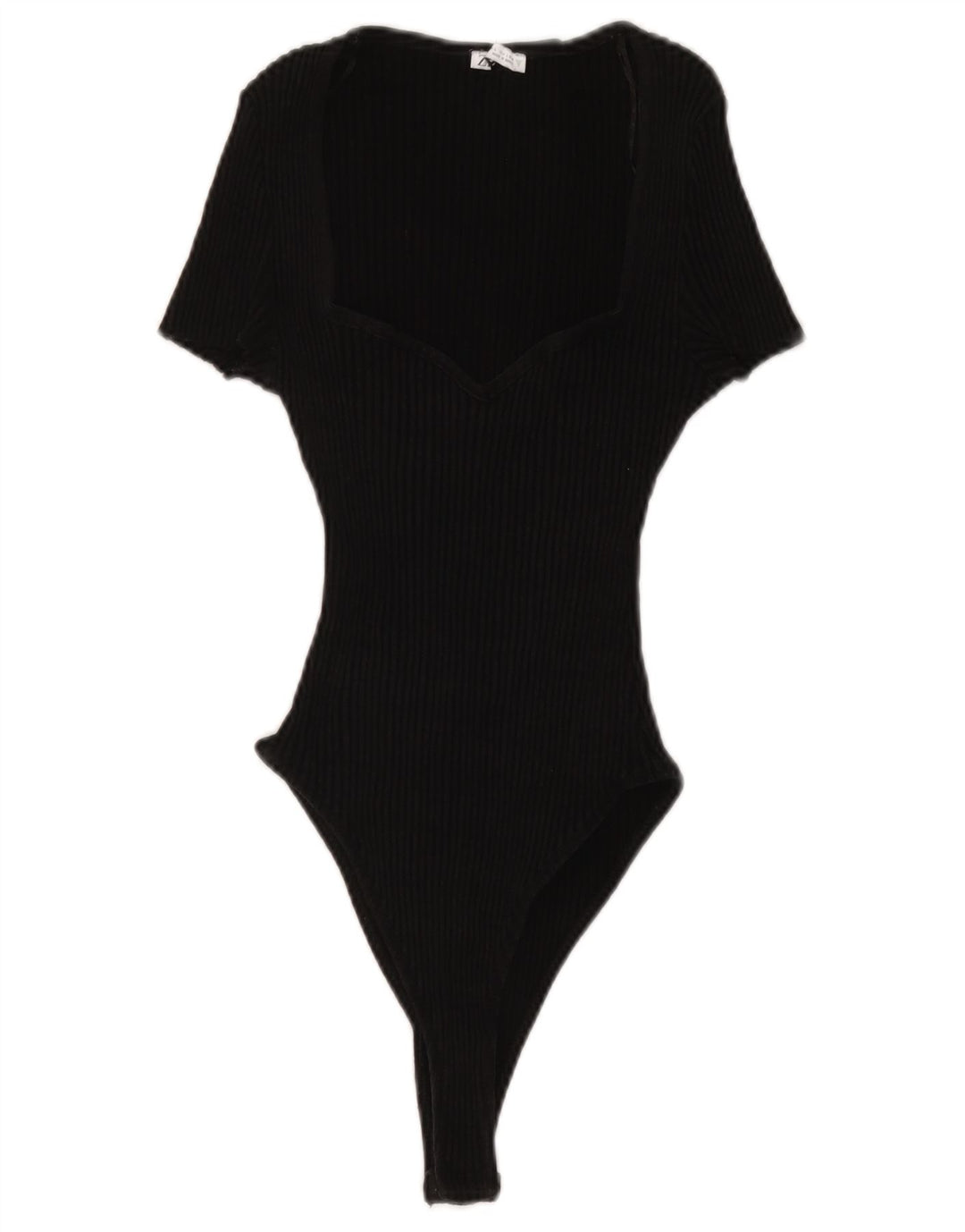 Body a maniche corte da donna Zara UK 16 grande in cotone nero