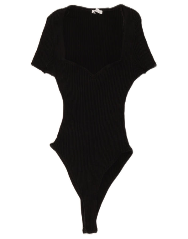 Body a maniche corte da donna Zara UK 16 grande in cotone nero