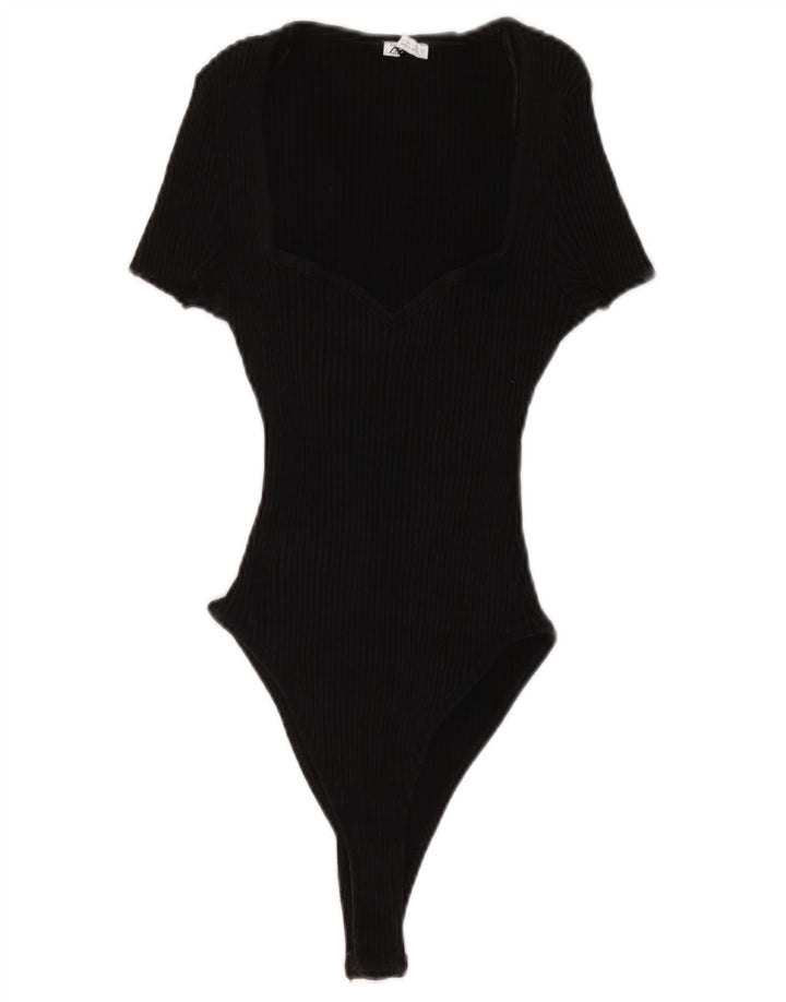 Body a maniche corte da donna Zara UK 16 grande in cotone nero