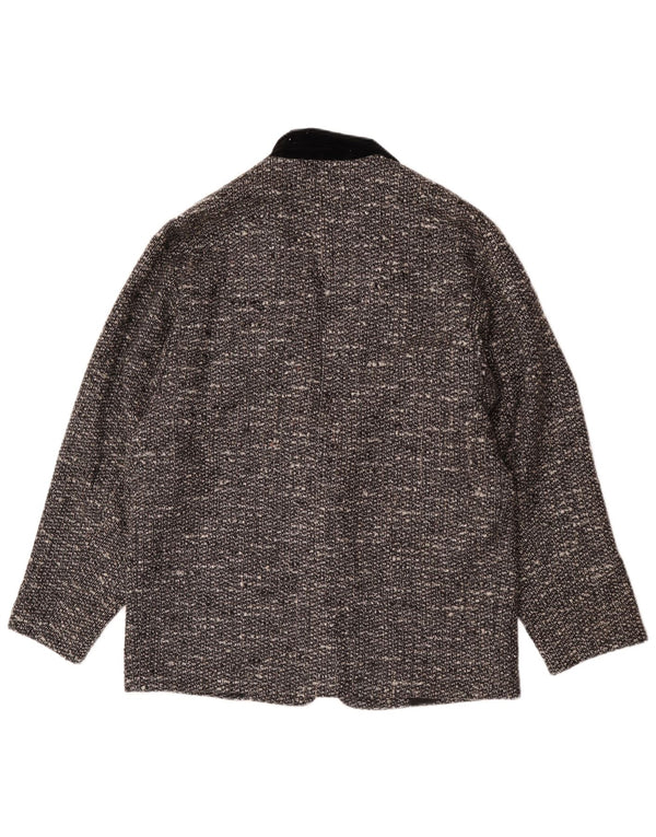 Giacca blazer vintage da uomo a 1 bottone UK 40 grande grigia chiazzata