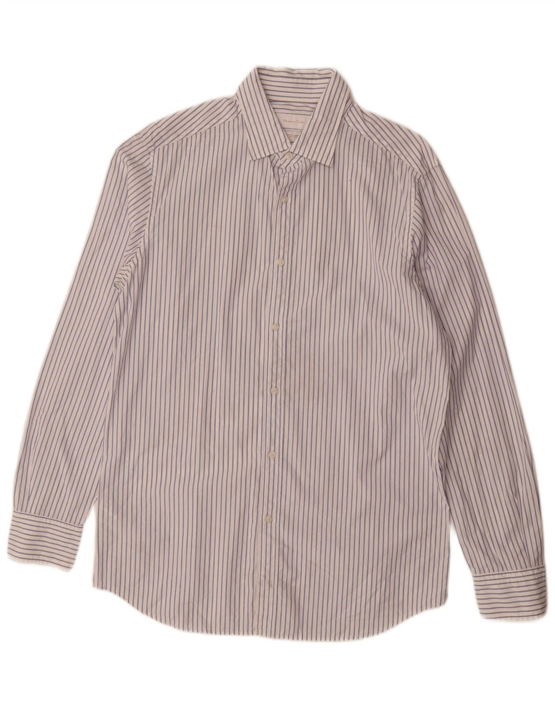 Camicia Uomo Massimo Dutti Cotone Gessato Medio Bianco