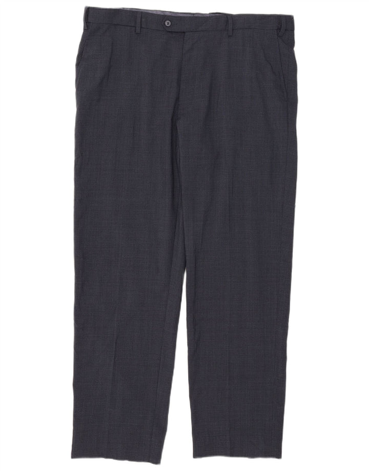 Pantaloni da abito regolari dritti Marks & Spencer da uomo W40 L31 Blu Navy