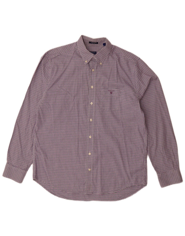 Gant Camicia da uomo Regular Fit XL Viola in cotone a quadretti
