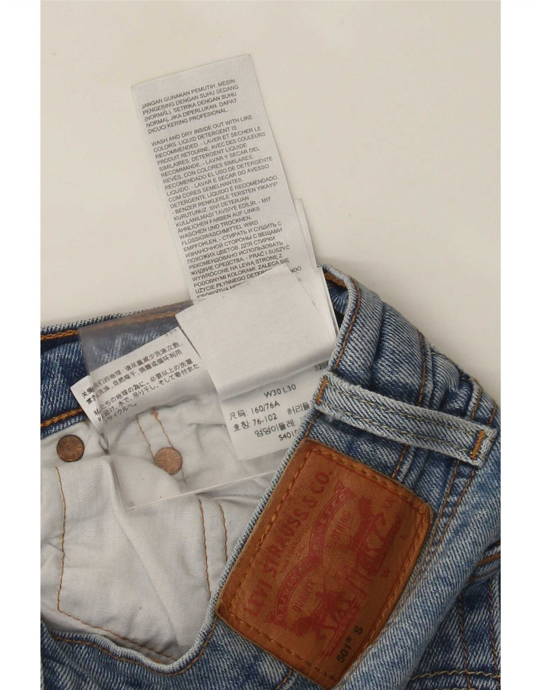 Jeans dritti effetto vissuto Levi's 501 da donna W30 L30 in cotone blu