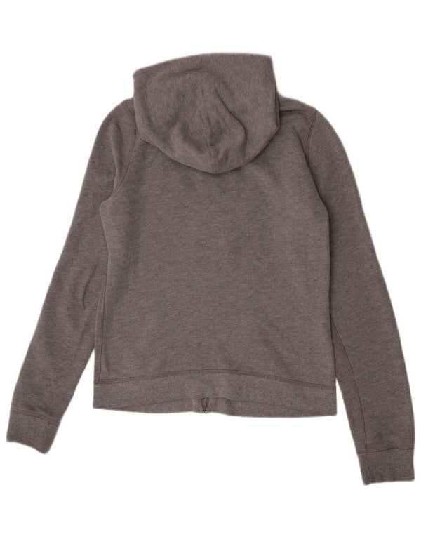 Felpa con cappuccio e zip grafica Hollister da donna UK 12 Cotone grigio medio