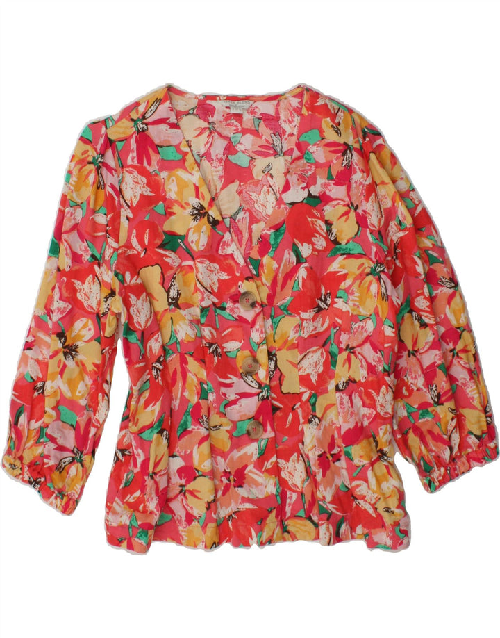 MONSOON Womens 3/4 Sleeve Blazer Jacket UK 14 Large Multicoloured Floral Vintage Monsoon and Second-Hand Monsoon from Messina Hembry 