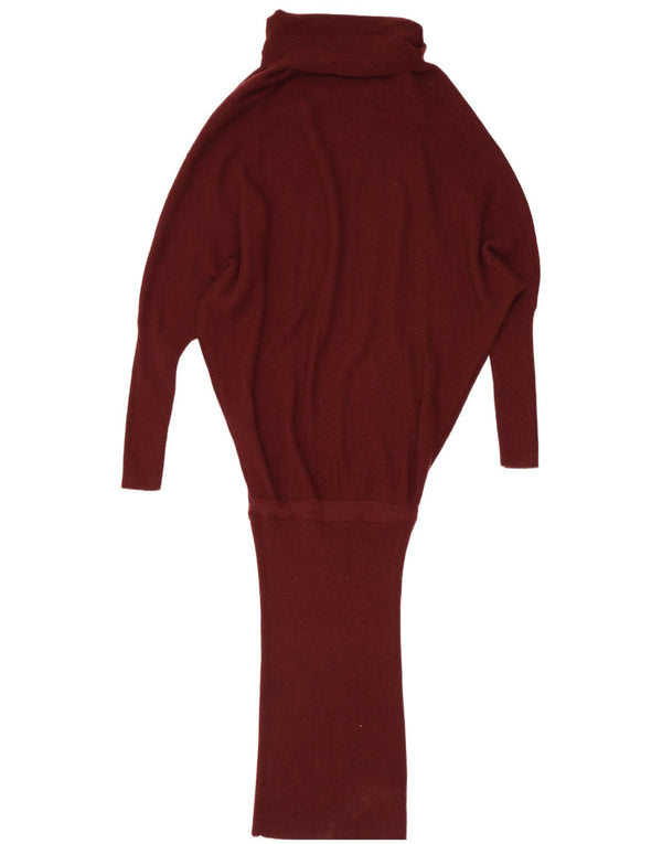 Abito da donna a vita bassa a pipistrello lavorato a maglia di All Saints UK 10 piccolo marrone