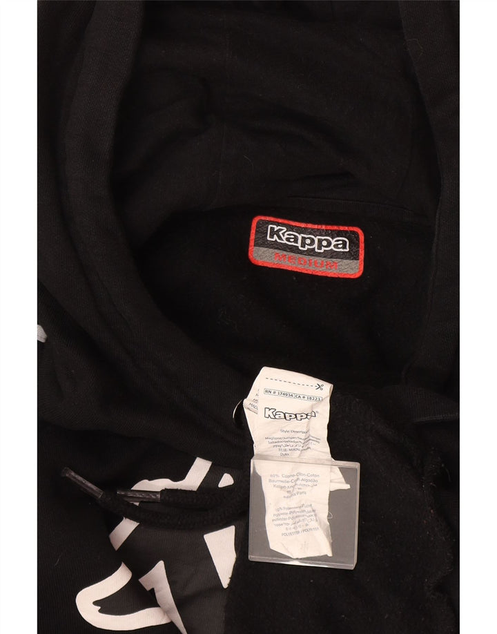 Maglione con cappuccio grafico da uomo Kappa in cotone nero medio