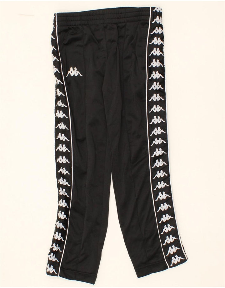 KAPPA Boys Graphic Tracksuit Trousers 7-8 Years Black Polyester Vintage Kappa and Second-Hand Kappa from Messina Hembry 