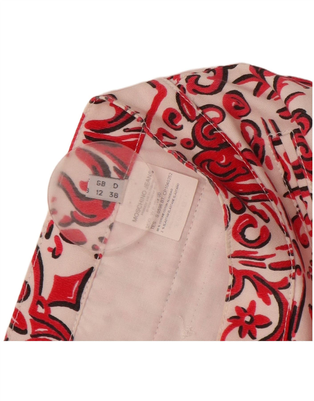 Pantaloni Capri dritti da donna MOSCHINO UK 12 Medium W28 L21 Rosso Paisley