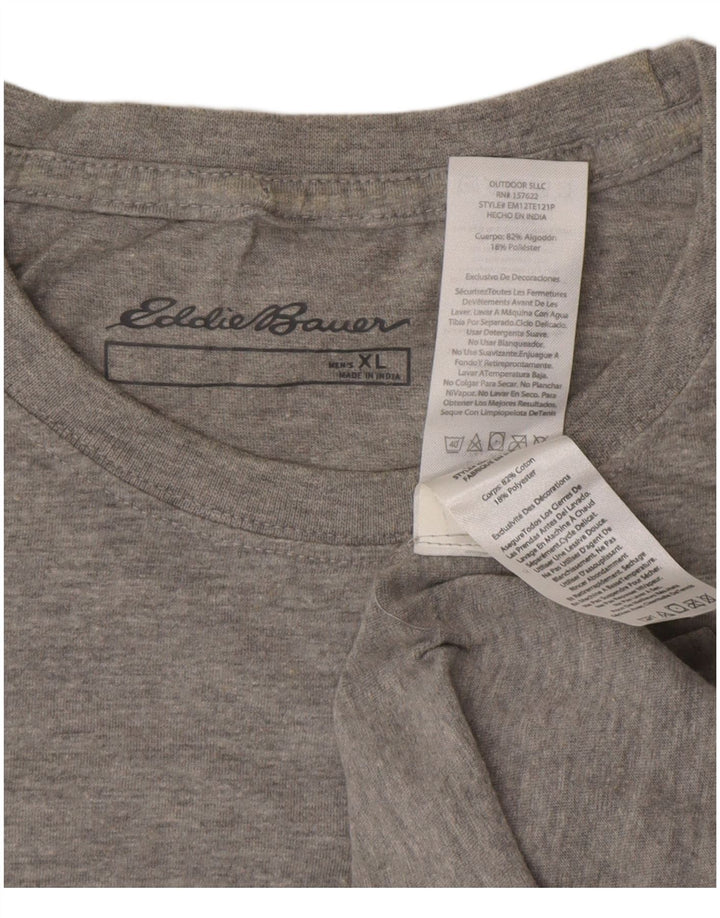 T-shirt grafica da uomo EDDIE BAUER Top XL in cotone grigio