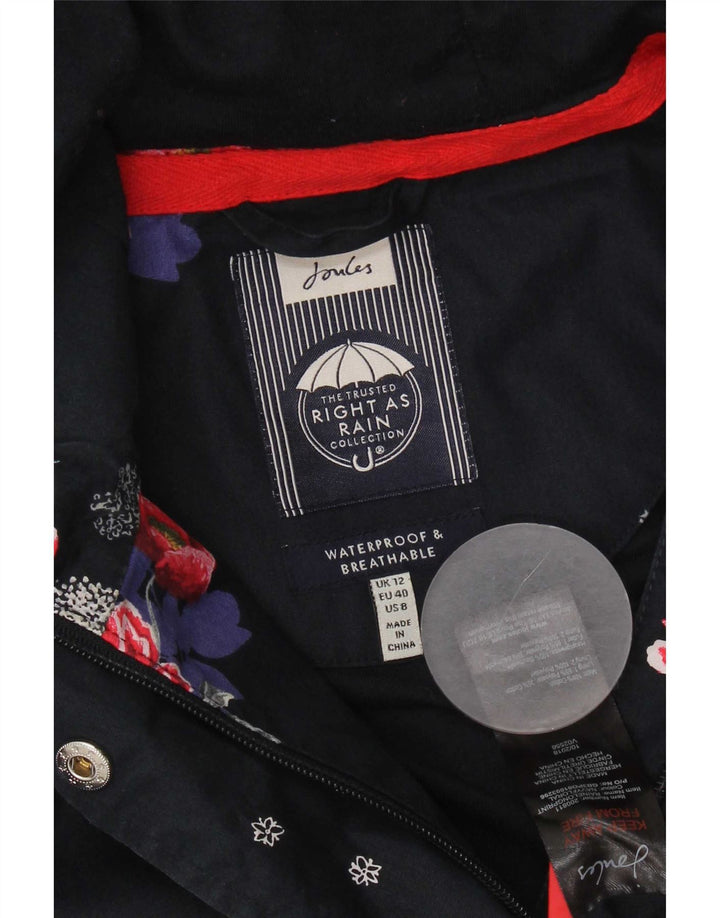Impermeabile con cappuccio da donna Joules UK 12 medio poliestere floreale blu navy
