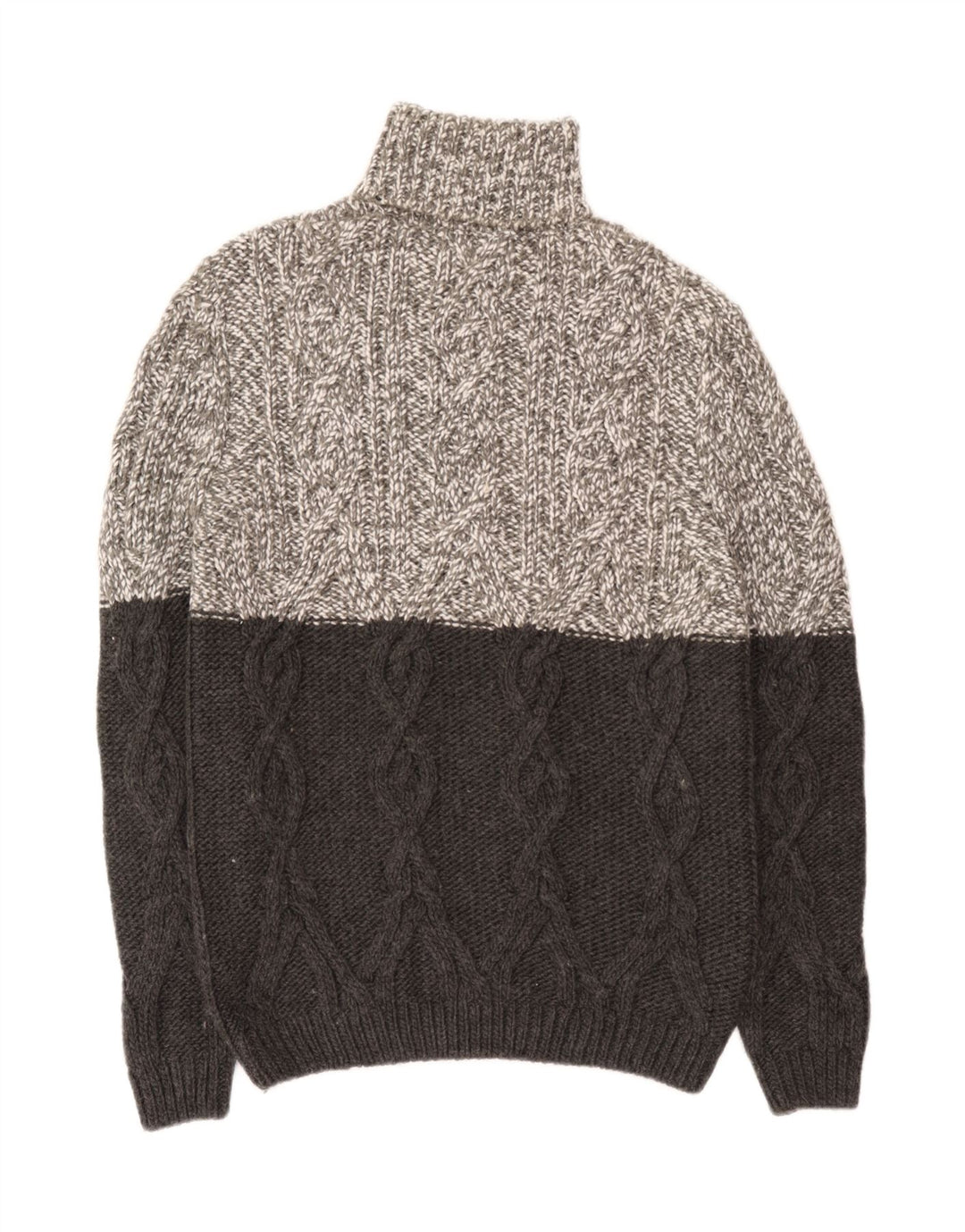 Maglione maglione collo alto da uomo Zara XL grigio acrilico color block