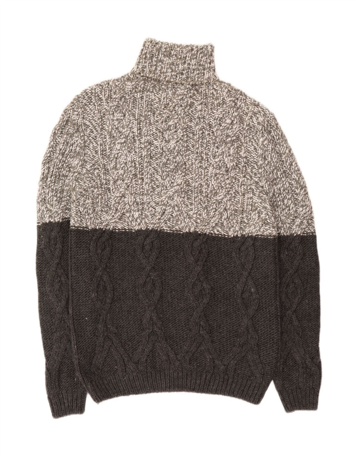 Maglione maglione collo alto da uomo Zara XL grigio acrilico color block