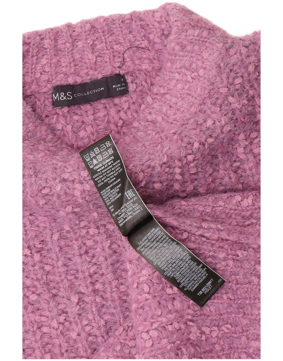 Maglione maglione con scollo a barca da donna Marks & Spencer UK 8 piccolo poliestere viola