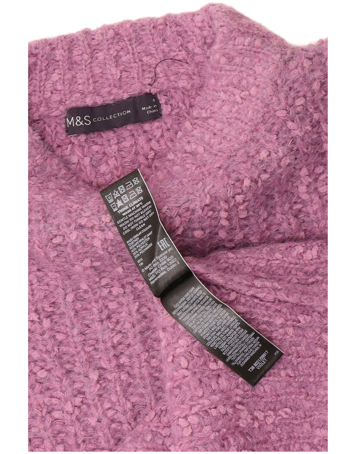 Maglione maglione con scollo a barca da donna Marks & Spencer UK 8 piccolo poliestere viola
